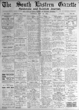 cover page of South Eastern Gazette published on May 18, 1915