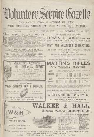 cover page of Volunteer Service Gazette and Military Dispatch published on May 18, 1900