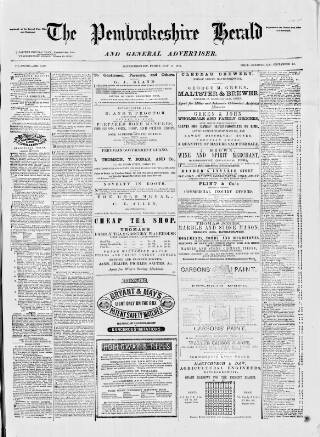 cover page of Pembrokeshire Herald published on May 12, 1871