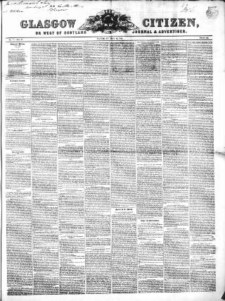 cover page of Glasgow Citizen published on May 18, 1844