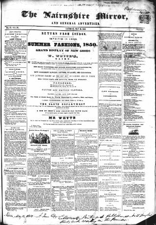 cover page of Nairnshire Mirror published on May 18, 1850
