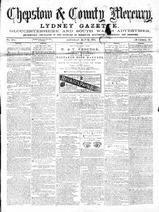 cover page of Chepstow & County Mercury published on May 23, 1874