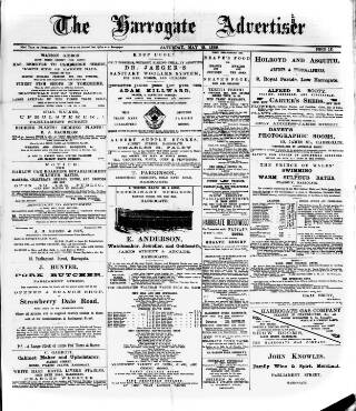 cover page of Harrogate Advertiser and Weekly List of the Visitors published on May 18, 1889