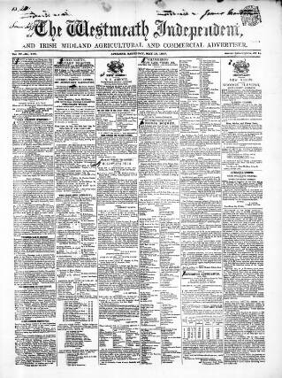 cover page of Westmeath Independent published on May 18, 1850