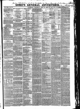 cover page of Gore's Liverpool General Advertiser published on May 18, 1865