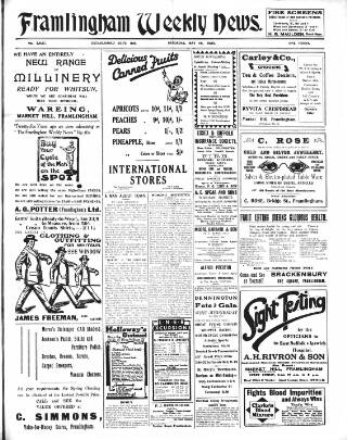 cover page of Framlingham Weekly News published on May 18, 1929