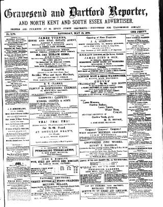 cover page of Gravesend Reporter, North Kent and South Essex Advertiser published on May 18, 1878