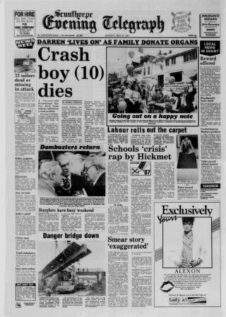 cover page of Scunthorpe Evening Telegraph published on May 18, 1987