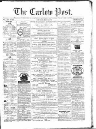 cover page of Carlow Post published on May 18, 1872
