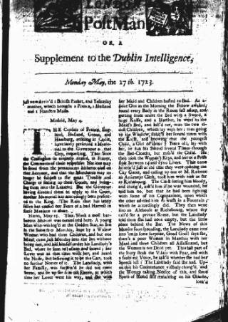 cover page of Dublin Intelligence published on May 17, 1723