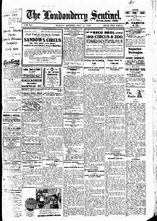 cover page of Londonderry Sentinel published on May 18, 1948