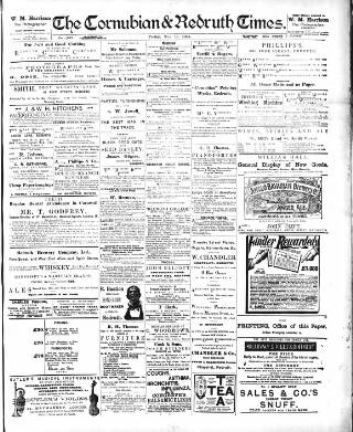 cover page of Cornubian and Redruth Times published on May 18, 1894