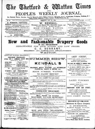 cover page of Thetford & Watton Times published on May 18, 1889