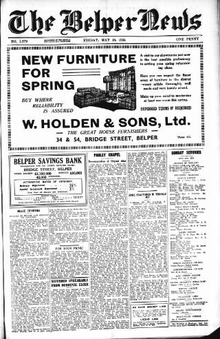 cover page of Belper News published on May 18, 1934