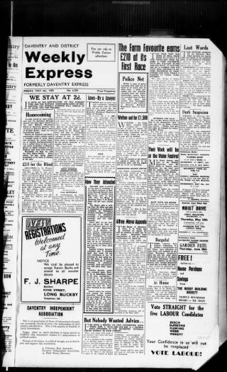 cover page of Daventry and District Weekly Express published on May 4, 1951