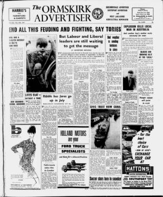 cover page of Ormskirk Advertiser published on May 18, 1967