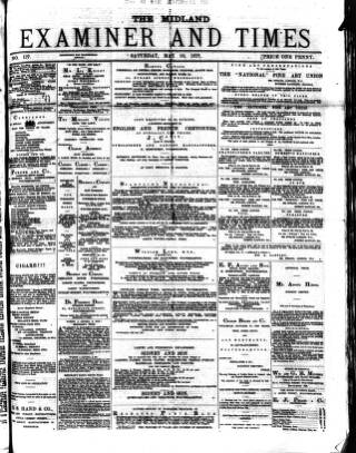 cover page of Midland Examiner and Times published on May 19, 1877