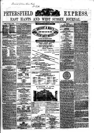 cover page of Petersfield Express published on May 18, 1869