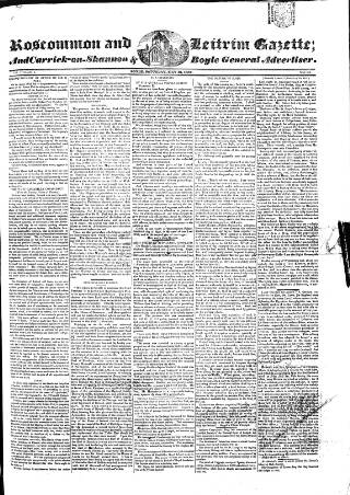 cover page of Roscommon & Leitrim Gazette published on May 18, 1839