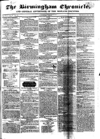 cover page of Birmingham Chronicle published on May 18, 1826