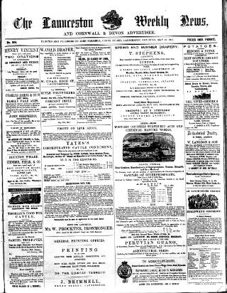 cover page of Launceston Weekly News, and Cornwall & Devon Advertiser. published on May 18, 1861