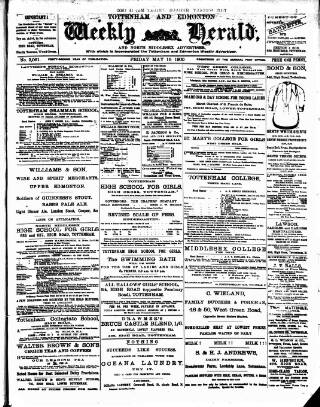 cover page of Tottenham and Edmonton Weekly Herald published on May 18, 1900