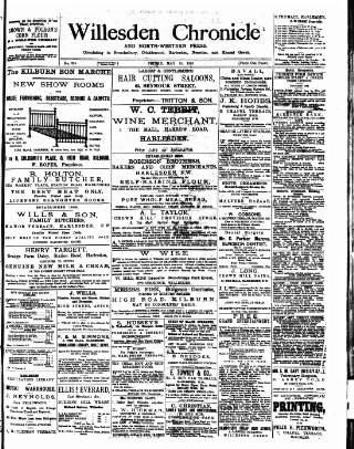 cover page of Willesden Chronicle published on May 18, 1883