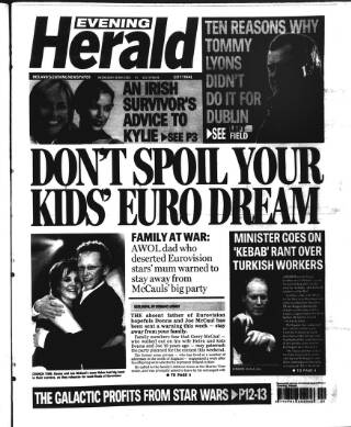 cover page of Evening Herald (Dublin) published on May 18, 2005