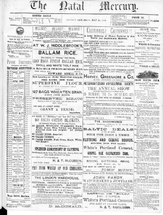 cover page of Natal Mercury published on May 18, 1878
