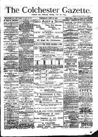 cover page of Colchester Gazette published on May 15, 1889