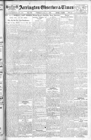 cover page of Accrington Observer and Times published on May 18, 1920