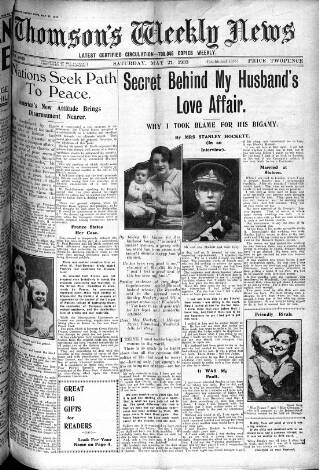 cover page of Thomson's Weekly News published on May 27, 1933