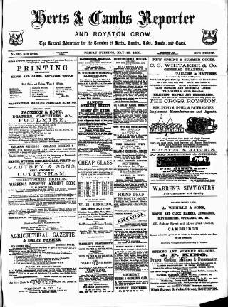 cover page of Herts & Cambs Reporter & Royston Crow published on May 18, 1888