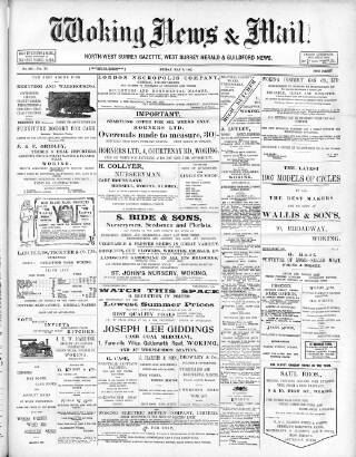 cover page of Woking News & Mail published on May 3, 1907