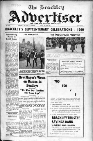 cover page of Brackley Advertiser published on May 27, 1960