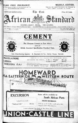 cover page of East African Standard published on May 26, 1934