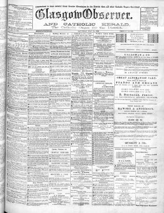 cover page of Glasgow Observer and Catholic Herald published on May 18, 1895