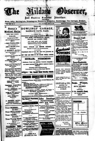 cover page of Kildare Observer and Eastern Counties Advertiser published on May 18, 1929