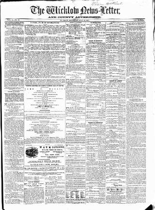 cover page of Wicklow News-Letter and County Advertiser published on May 18, 1867