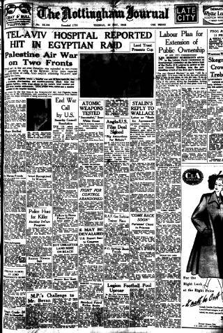 cover page of Nottingham Journal published on May 18, 1948