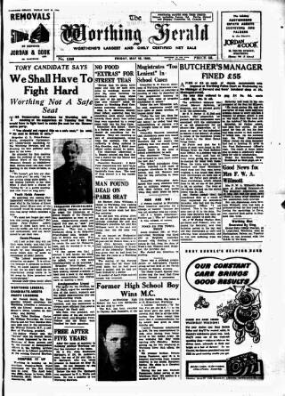 cover page of Worthing Herald published on May 18, 1945
