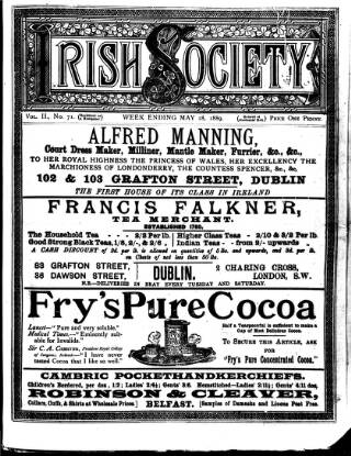 cover page of Irish Society (Dublin) published on May 18, 1889