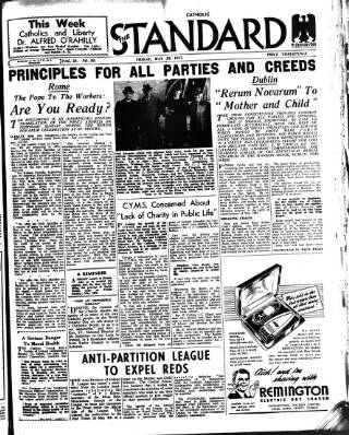 cover page of Catholic Standard published on May 18, 1951