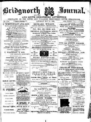cover page of Bridgnorth Journal published on May 18, 1889