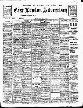 cover page of Tower Hamlets Independent and East End Local Advertiser published on May 18, 1912