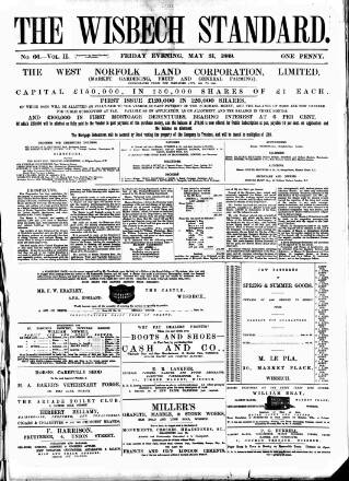 cover page of Wisbech Standard published on May 31, 1889