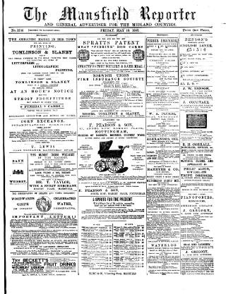 cover page of Mansfield Reporter published on May 18, 1883