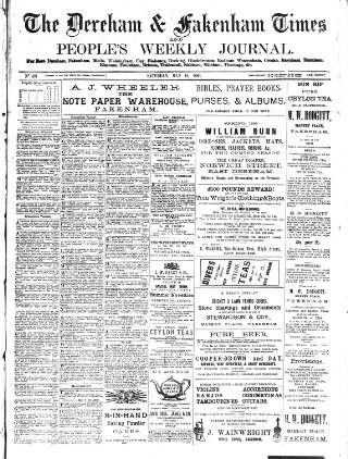 cover page of Dereham and Fakenham Times published on May 18, 1889