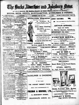 cover page of Bucks Advertiser & Aylesbury News published on May 18, 1912