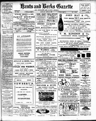 cover page of Hants and Berks Gazette and Middlesex and Surrey Journal published on May 18, 1907